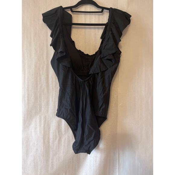 J. Crew Reimagined NWT One Piece Slimming Ruffle Sleeve Padded Swimsuit Size 12 - Picture 4 of 7